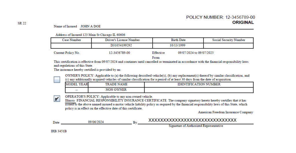 sr22 insurance illinois chicago certificate